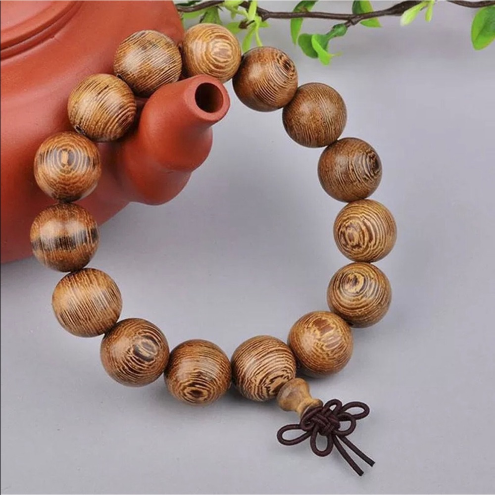 Large bead wood mala bracelet - Picture 1 of 8
